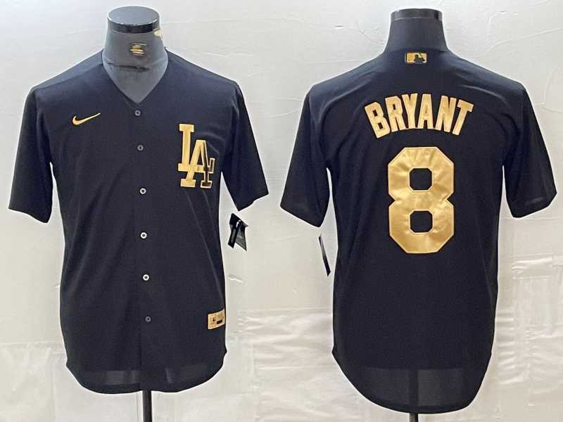 Mens Los Angeles Dodgers #8 Kobe Bryant Black Gold Cool Base Stitched Jersey